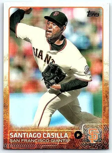 Original gloss Baseball card of Santiago Casilla NM-MT from 2015 Topps #156