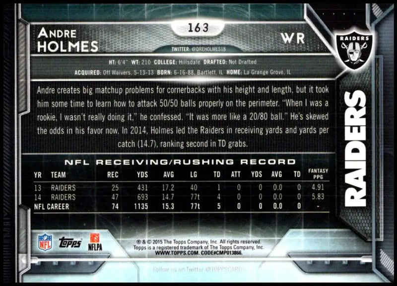 2015 Topps #163 Andre Holmes NM-MT Oakland Raiders Football Card - Football Card Single