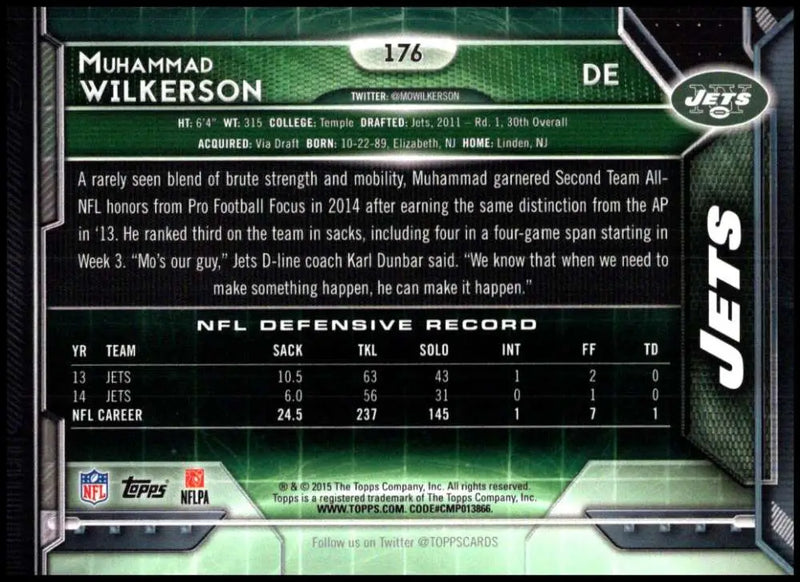 2015 Topps #176 Muhammad Wilkerson NM-MT New York Jets Football Card - Football Card Single