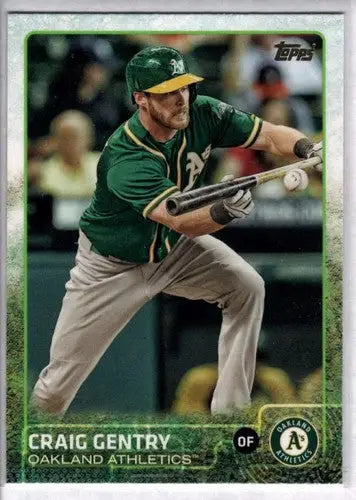 Craig Gentry baseball card with original gloss, 2015 Topps #183 NM-MT Athletics