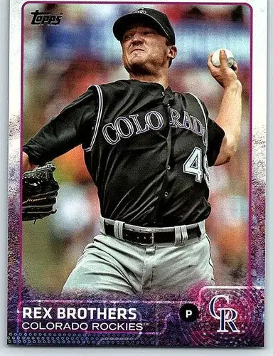 Original gloss baseball card of Rex Brothers NM-MT from 2015 Topps #186 Rockies