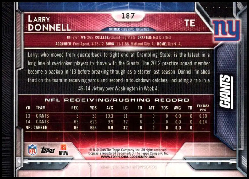 2015 Topps #187 Larry Donnell NM-MT New York Giants Football Card - Football Card Single