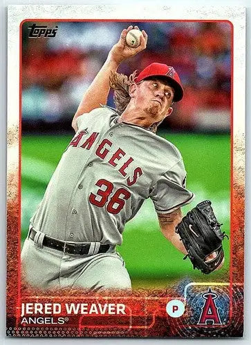 Jered Weaver baseball card with original gloss, 2015 Topps #213 NM-MT Angels