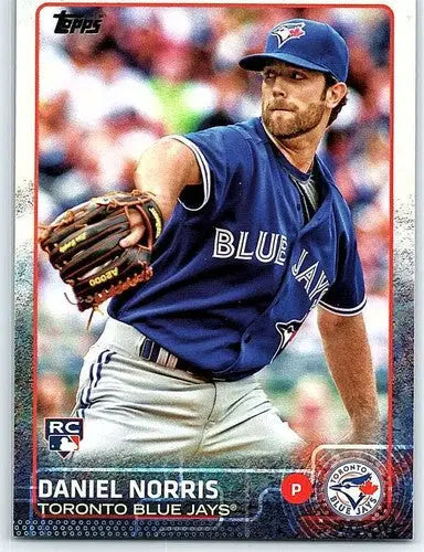 Original gloss baseball card featuring Daniel Norris rookie Blue Jays 2015 Topps #217