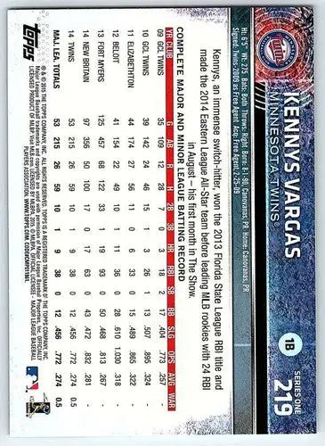 2015 Topps #219 Kennys Vargas NM-MT Twins ID:73194 - Baseball Card Single
