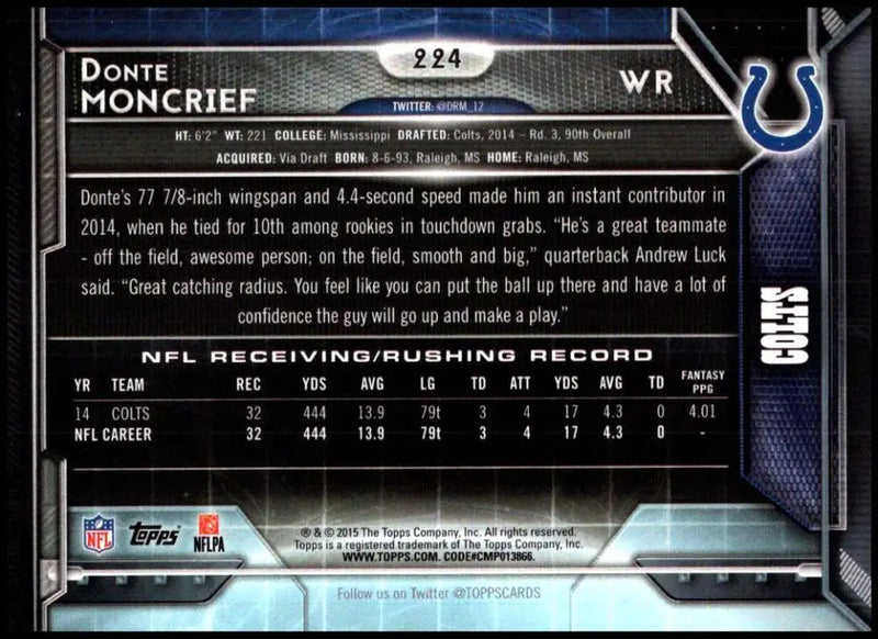 2015 Topps #224 Donte Moncrief NM-MT Indianapolis Colts Football Card - Football Card Single