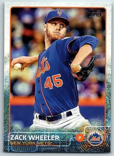 Original gloss Zack Wheeler baseball card 2015 Topps NM-MT Mets image