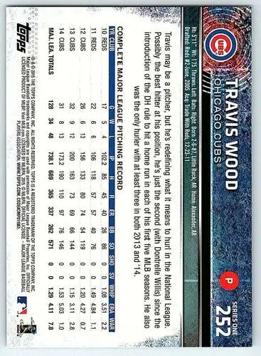 2015 Topps #252 Travis Wood NM-MT Cubs - Baseball Card Single