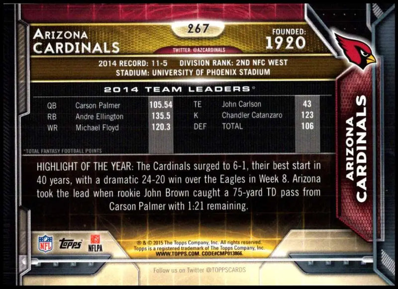 2015 Topps #267 Arizona Cardinals NM-MT Arizona Cardinals Football Card - Football Card Single