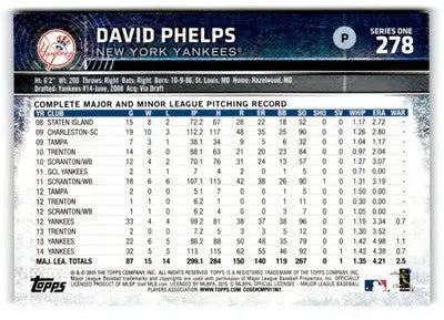 2015 Topps #278 David Phelps - Baseball Card Single