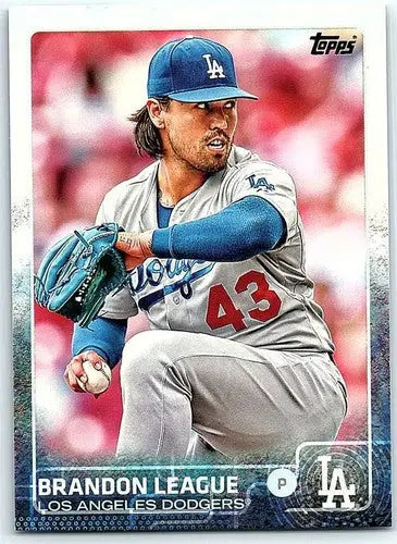 Original gloss baseball card of Brandon League NM-MT from 2015 Topps #284 Dodgers