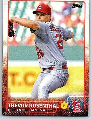 2015 Topps Trevor Rosenthal baseball card with original gloss featuring Cardinals player