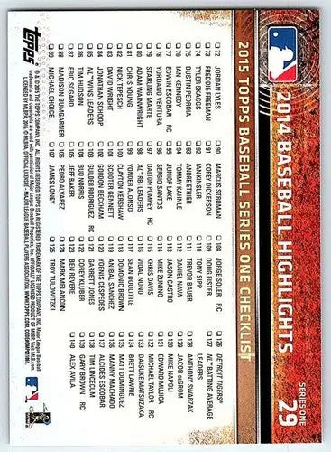 Baseball card checklist for 2015 Topps Brandon Belt baseball highlights NM-MT