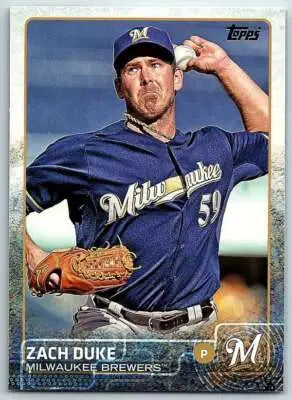 Original gloss baseball card featuring Zach Duke NM-MT from 2015 Topps Brewers
