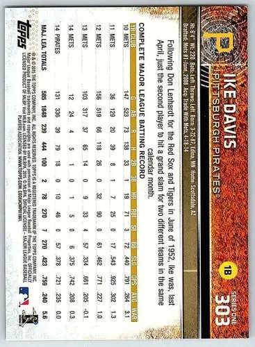 Original gloss Ike Davis baseball card 2015 Topps NM-MT Pirates ID 4112