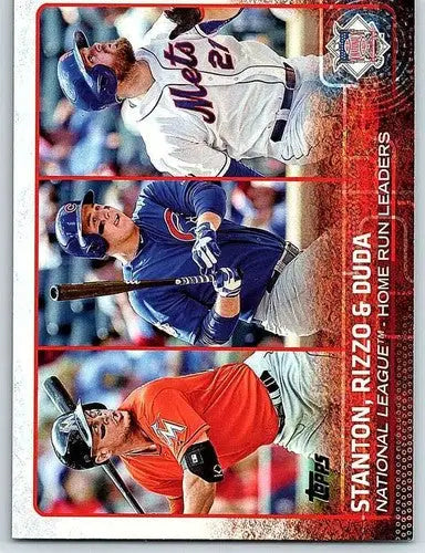 Baseball card featuring Giancarlo Stanton, Rizzo, and Duda with original gloss from 2015 Topps