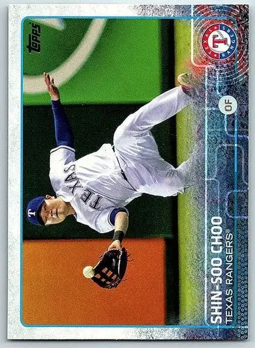 Original gloss Shin-Soo Choo NM-MT baseball card from 2015 Topps #320 Rangers