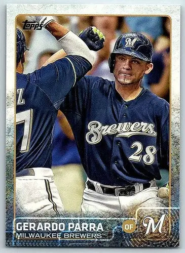 Original gloss Gerardo Parra 2015 Topps baseball card featuring Brewers team simply Sandoval