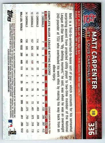 Original gloss 2015 Topps Matt Carpenter NM-MT baseball card Cardinals ID 71580