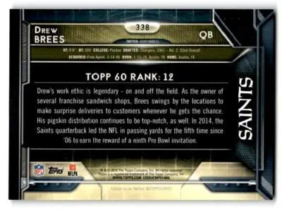 2015 Topps #338 Drew Brees - Football Card Single
