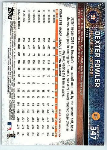 2015 Topps #347 Dexter Fowler NM-MT Astros ID:71048 - Baseball Card Single