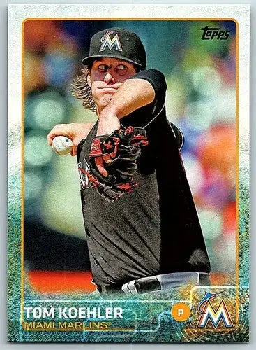 Tom Koehler baseball card from 2015 Topps #351 with original gloss Marlins ID 4129