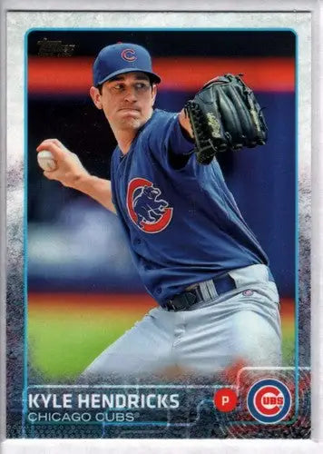 Kyle Hendricks baseball card from 2015 Topps with original gloss and Cubs design