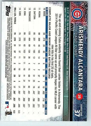 Original gloss baseball card featuring Arismendy Alcantara as Cubs Future Star