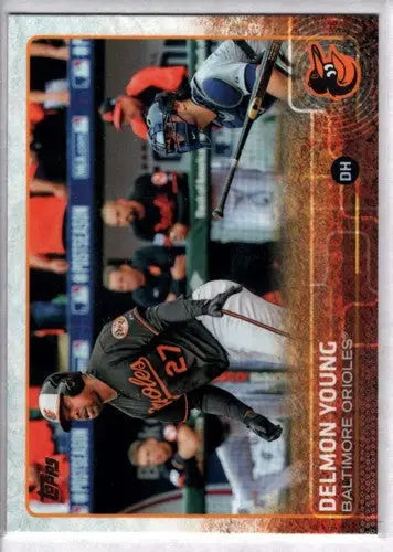 Delmon Young baseball card with original gloss from 2015 Topps Orioles collection