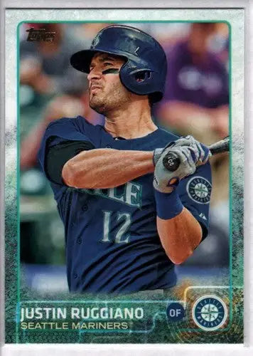 Original gloss Justin Ruggiano NM-MT baseball card from 2015 Topps #384 Mariners