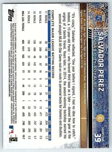2015 Topps #39 Salvador Perez NM-MT Royals ID:19435 - Baseball Card Single