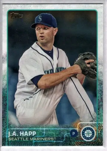 Original gloss baseball card of J.A. Happ NM-MT Mariners from 2015 Topps #414