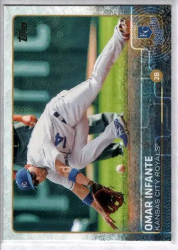 Original gloss Omar Infante baseball card from 2015 Topps #419 Omar Infante NM-MT Royals