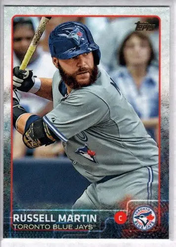 Russell Martin Blue Jays baseball card with original gloss from 2015 Topps series