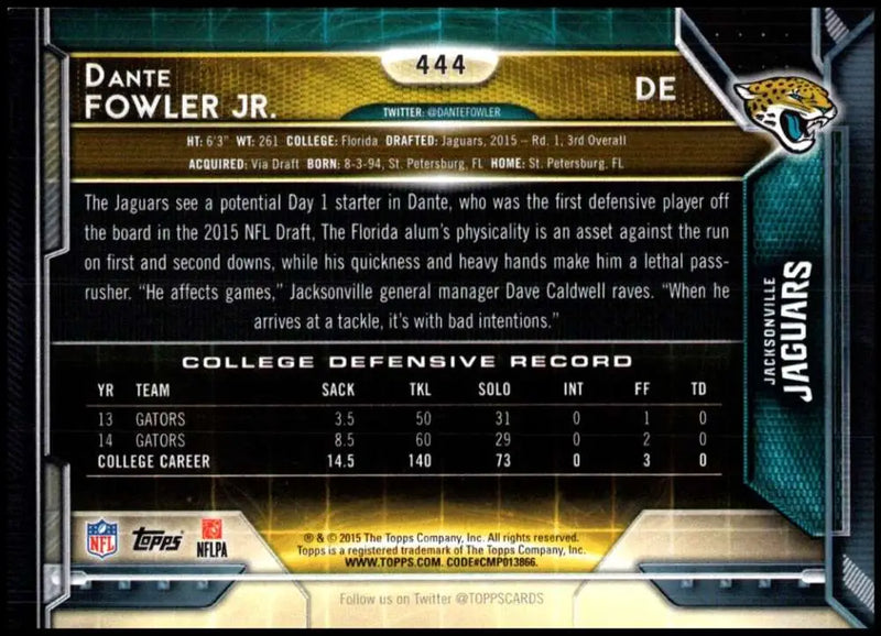 2015 Topps #444 Dante Fowler Jr. NM-MT RC Rookie Jacksonville Jaguars Football Card - Football Card Single