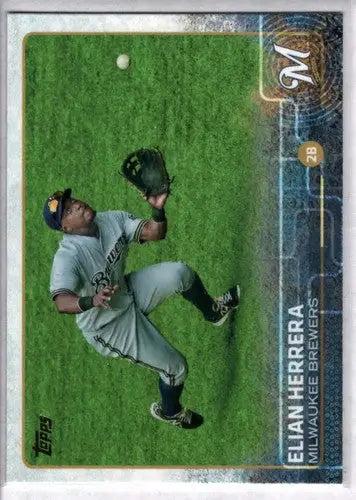 Original gloss baseball card featuring Elian Herrera NM-MT Brewers from 2015 Topps #453