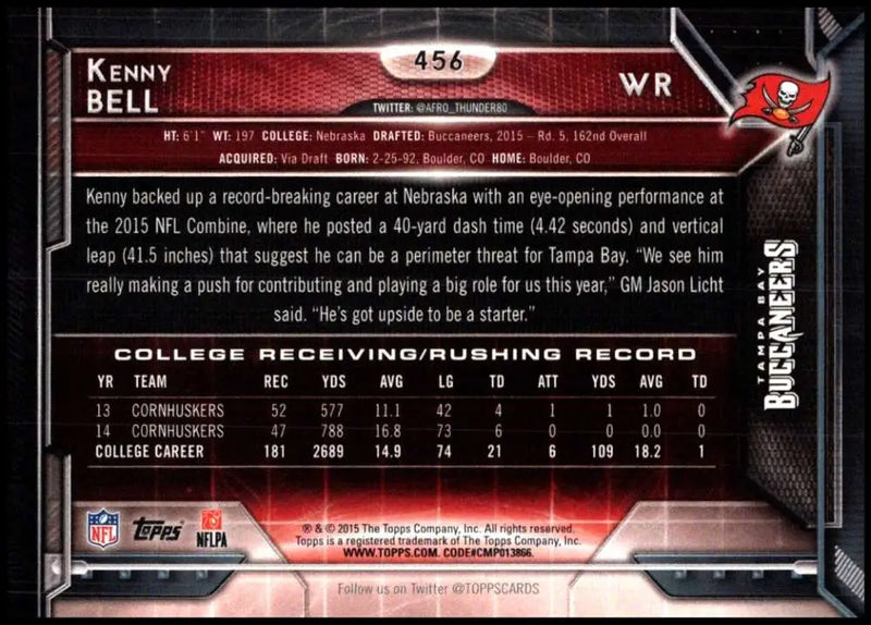 2015 Topps #456 Kenny Bell NM-MT RC Rookie Tampa Bay Buccaneers Football Card - Football Card Single