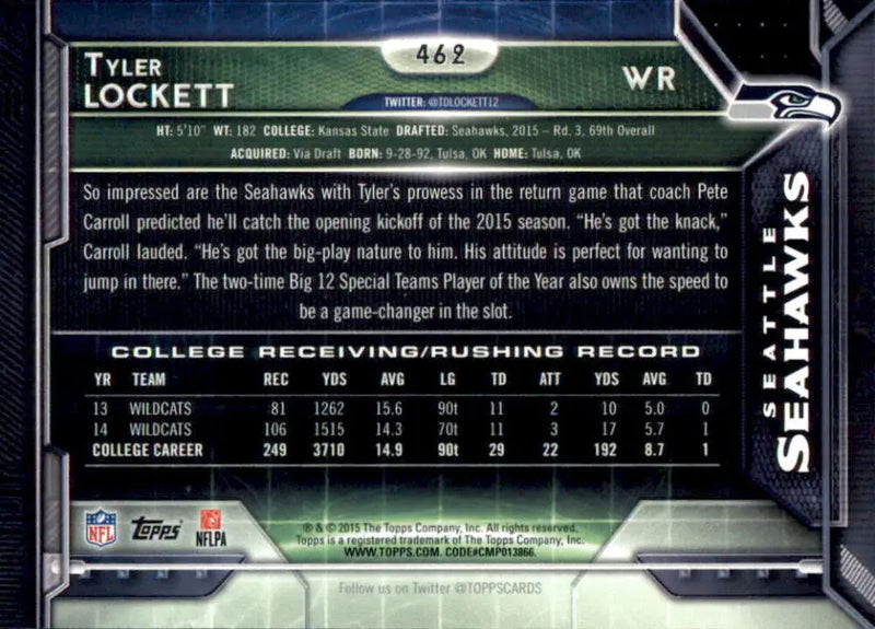 2015 Topps #462 Tyler Lockett NM-MT RC Rookie Seattle Seahawks Football Card - Football Card Single