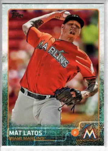 Original gloss Mat Latos baseball card from 2015 Topps NM-MT Marlins ID:19273