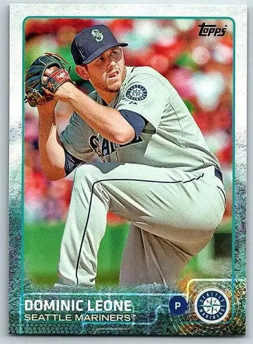 Original gloss Dominik Leone baseball card from 2015 Topps Mariners collection