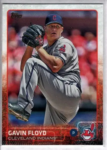 Gavin Floyd baseball card with original gloss, 2015 Topps #490, NM-MT Indians