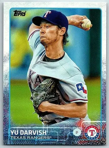 Original gloss 2015 Topps Yu Darvish NM-MT Rangers baseball card in a clear display