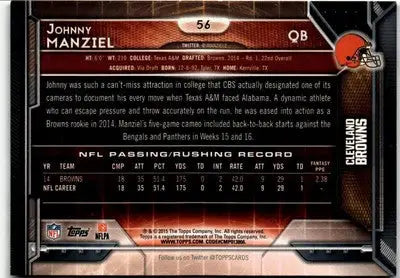 2015 Topps #56 Johnny Manziel - Football Card Single