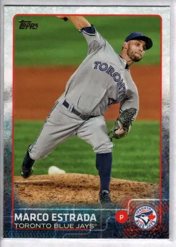 Original gloss Marco Estrada baseball card from 2015 Topps Blue Jays collection