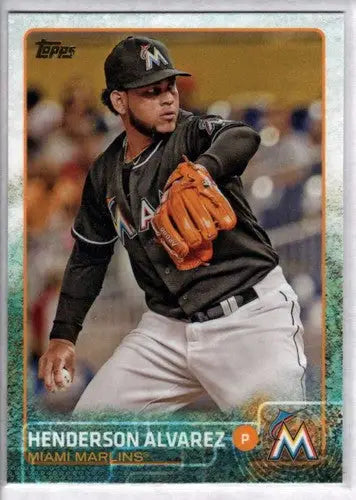 Henderson Alvarez baseball card with original gloss from 2015 Topps Marlins collection