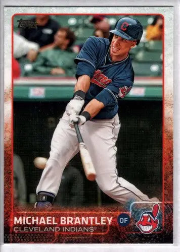 Michael Brantley baseball card with original gloss from 2015 Topps #599 Indians