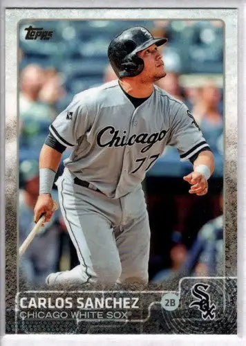 Original gloss of Carlos Sanchez White Sox baseball card from 2015 Topps series