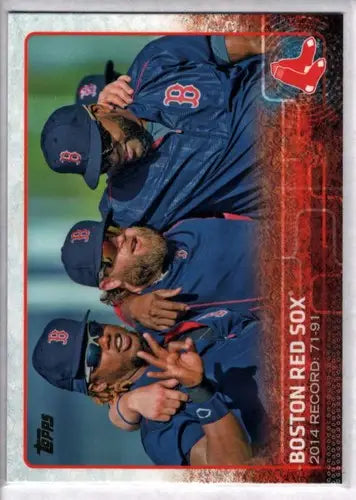 2015 Topps Boston Red Sox baseball card featuring the Red Sox team logo