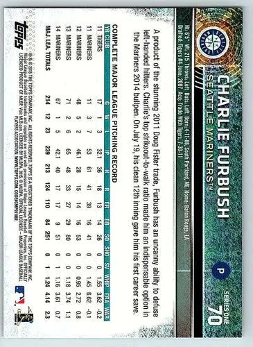 2015 Topps #70 Charlie Furbush NM-MT Mariners - Baseball Card Single