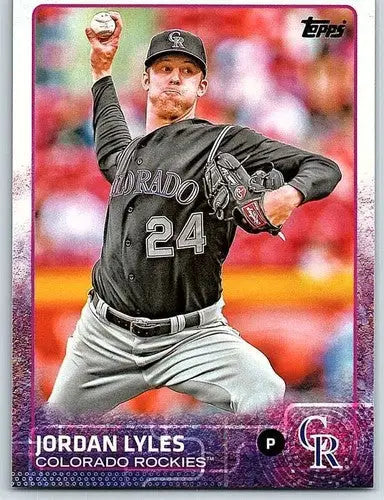 Baseball card featuring Jordan Lyles from 2015 Topps #72 NM-MT Rockies with original gloss